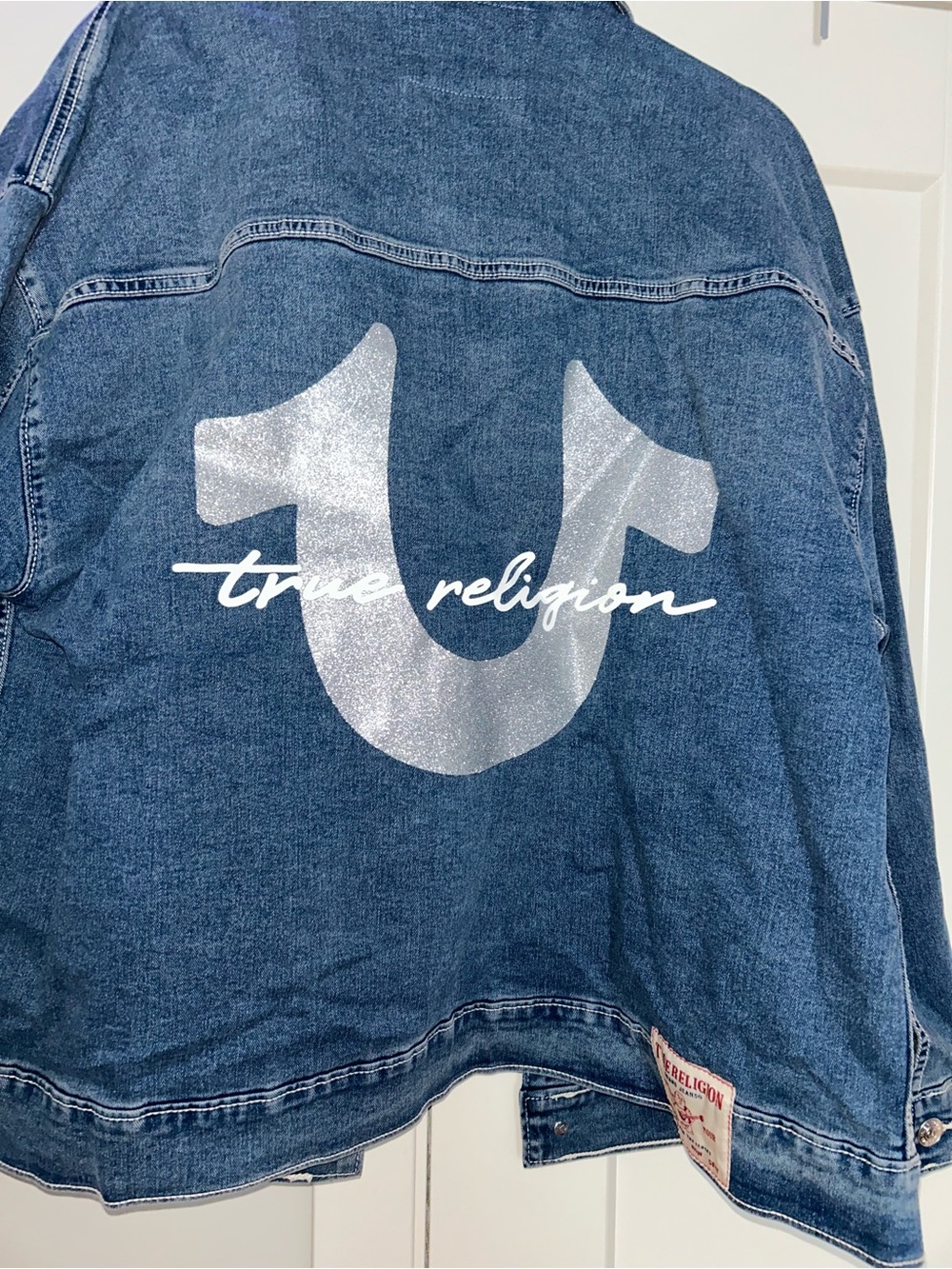 True Religion Women's Blue Denim Jacket Sz XL